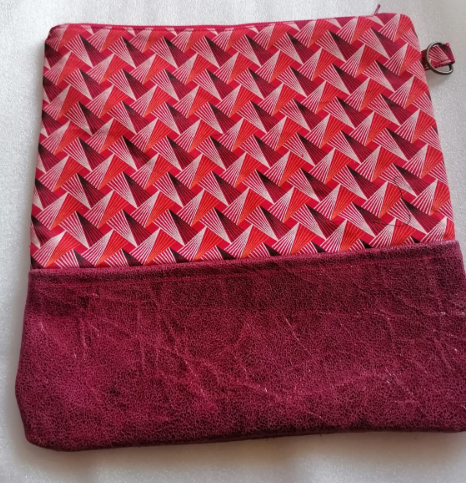 Shweshwe & leather clutch bag