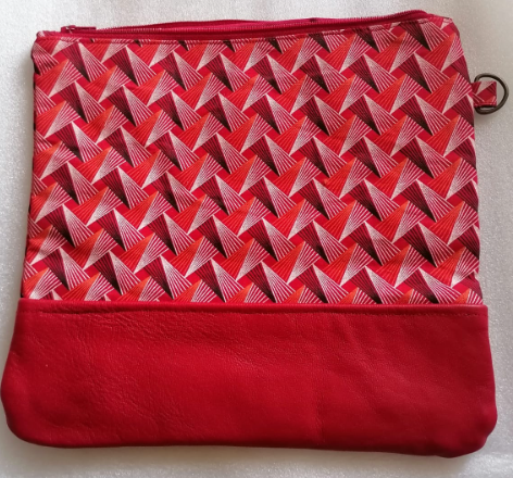 Shweshwe & leather clutch bag